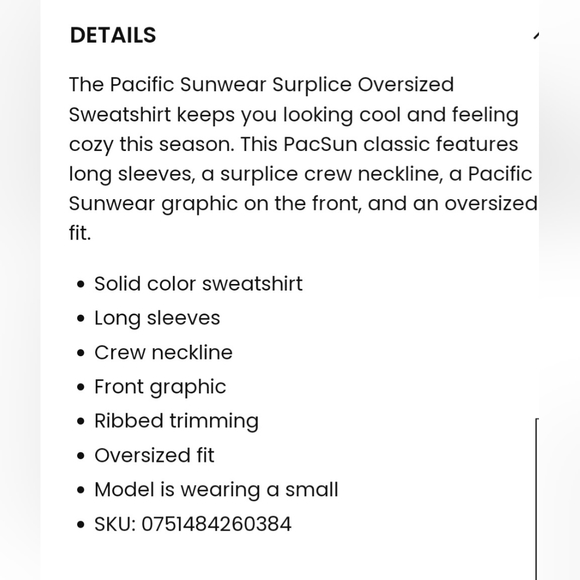 PacSun Pacific Sunwear Surplice Oversized Sweatshirt Size Small - Picture 5 of 10